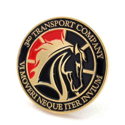 3rd Transport Company Coin – 45mm, Satin Gold Finish, Two Colour Enamel