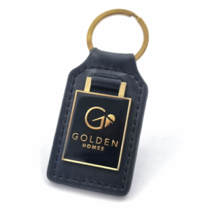 Golden Homes Leather Tag Keychain / Keyring – Engraved and Filled on Leather Tag