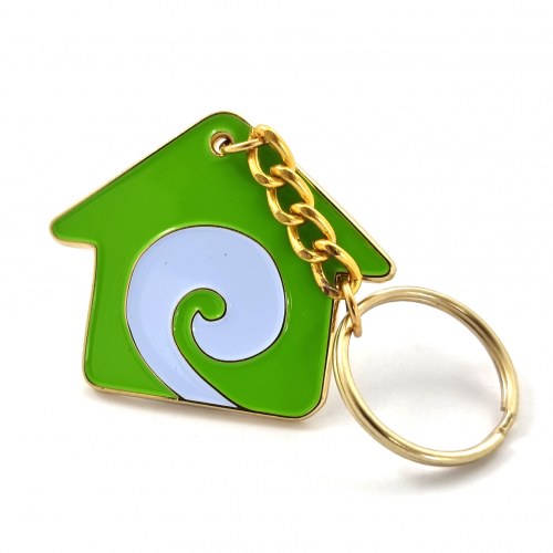 Koru House Keychain / Keyring – Gold Finish, Two Colour Enamel