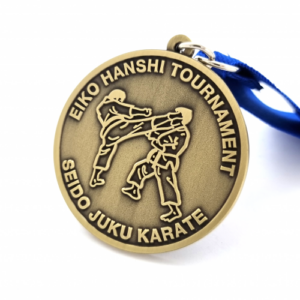 Seido Karate Regional Champs Gold Medal – 55mm, Antique Brass Finish, V-neck Ribbon