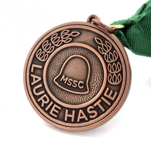 Manawatu Skating Club Laurie Hastie Medal – 45mm, Antique Copper Finish, V-neck Ribbon