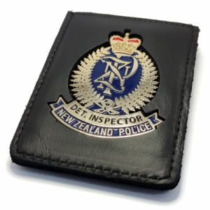 New Zealand Police ID Wallet – Silver Finish, Two Colour Enamel on Leather Card Holder