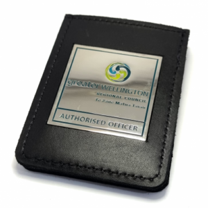 Greater Wellington Regional Council ID Wallet – Silver Finish, Three Colour Enamel on Leather Card Holder