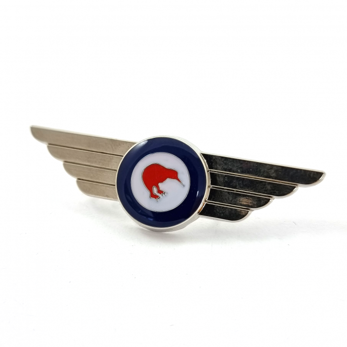 Air Force Museum Roundel Wings - 55mm, Bright Nickel Finish, Three Colour Enamel, Two Pins and Clutch