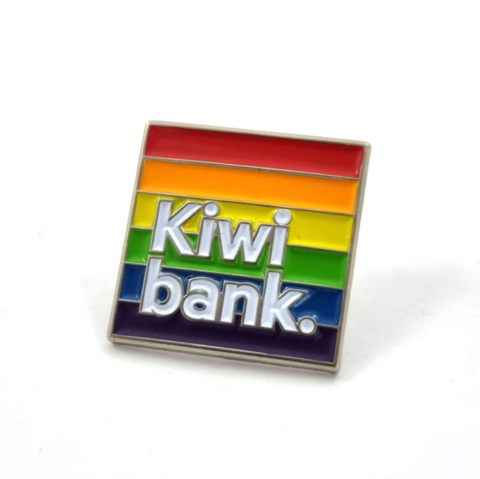 Kiwibank Rainbow Pin - 20mm, Bright Nickel Finish, 5+ Colour Enamel, One Pin and Clutch