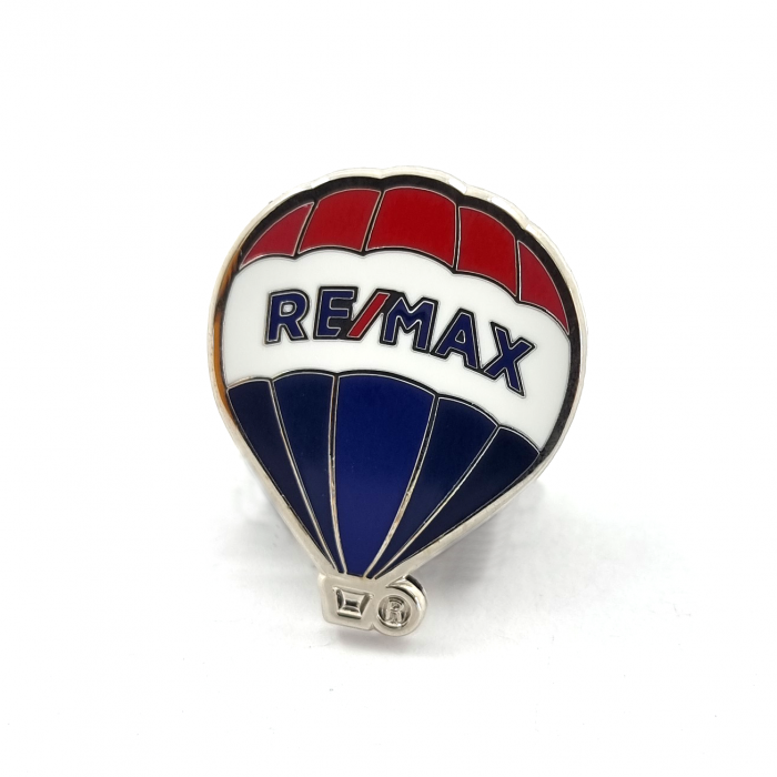 Remax Balloon Pin - 25mm, Bright Nickel Finish, 5+ Colour Enamel, One Pin and Clutch