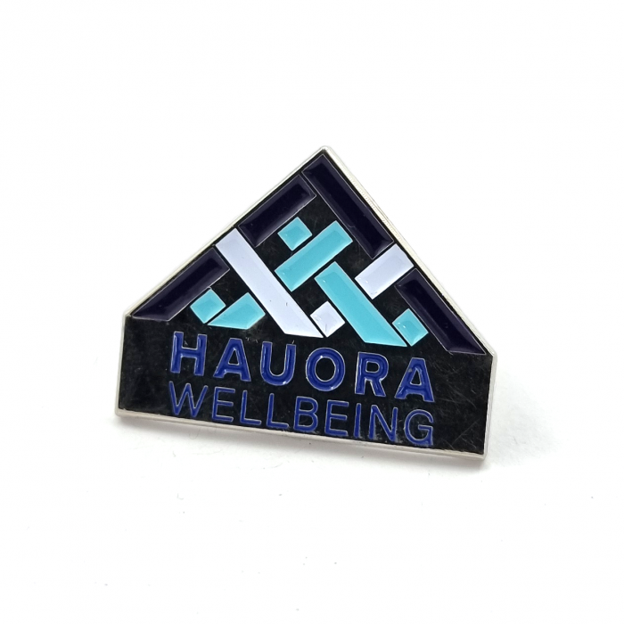 Nelson College for Girls Wellbeing Badge - 30mm, Bright Nickel Finish, Four Colour Enamel, One Pin and Clutch