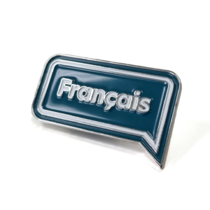 French Language Pin - 35mm, Bright Nickel Finish, Two Colour Enamel, Magnetic Fitting