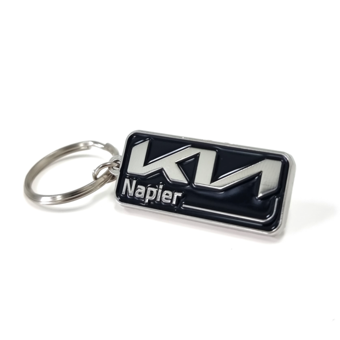 KIA Napier Keychain / Keyring - Bright Nickel Finish, One Colour Enamel