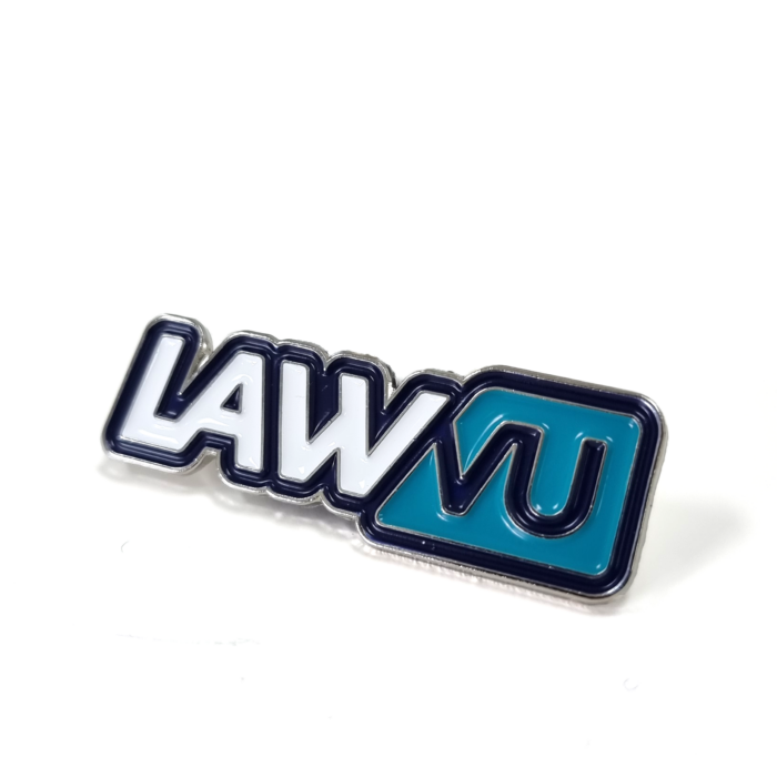 LawVU Badge - 40mm, Nickel Finish, Three Colour Enamel, Magnetic Fitting