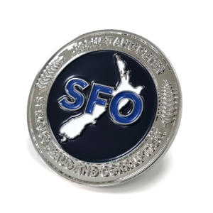 SFO Coin - 45mm, Bright Nickel Finish, Three Colour Enamel