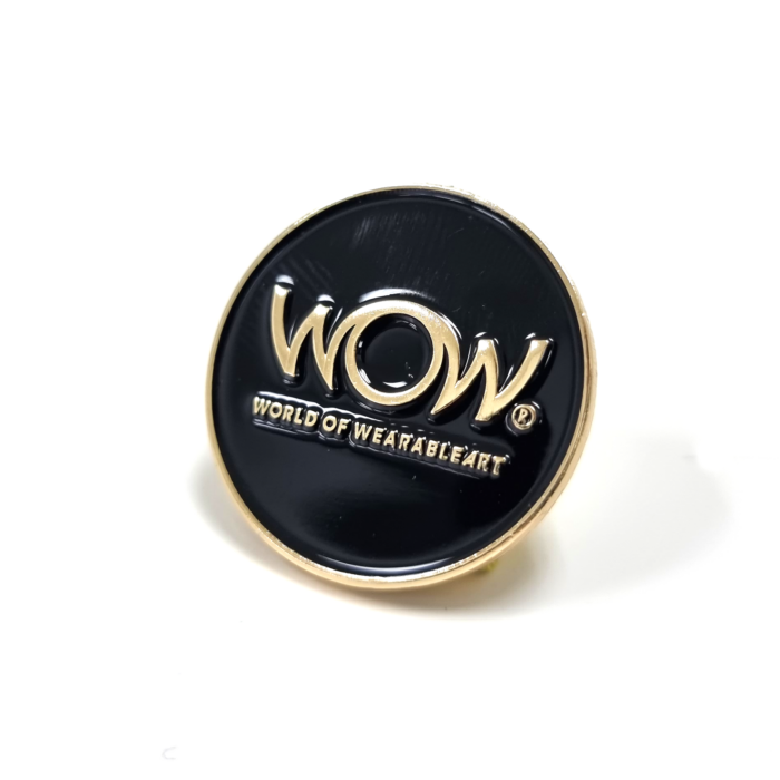 WOW Logo Pin - 28mm, Gold Finish, One Colour Enamel, One Pin and Clutch
