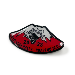 2023 Cold Kiwi Rally Badge - 40mm, Black Dye Finish, Two Colour Enamel, Brooch Fitting