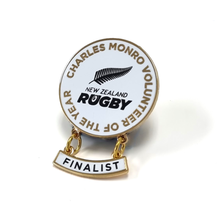 New Zealand Rugby Pin - 30mm, Gold Finish One Colour Enamel, Printed Logo, Brooch Fitting