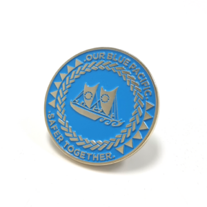 Blue Pacific Coin - 45mm, One Colour Enamel, Gold Finish