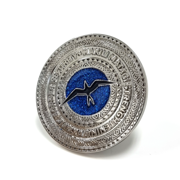 INZ Pacific Security Challenge Coin - 45mm, One Colour Enamel, Bright Nickel Finish