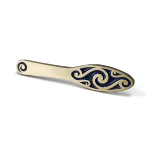Taiaha Pins - 45mm, One Colour Enamel, Antique Brass Finish, 2 Pins and Clutch Fitting