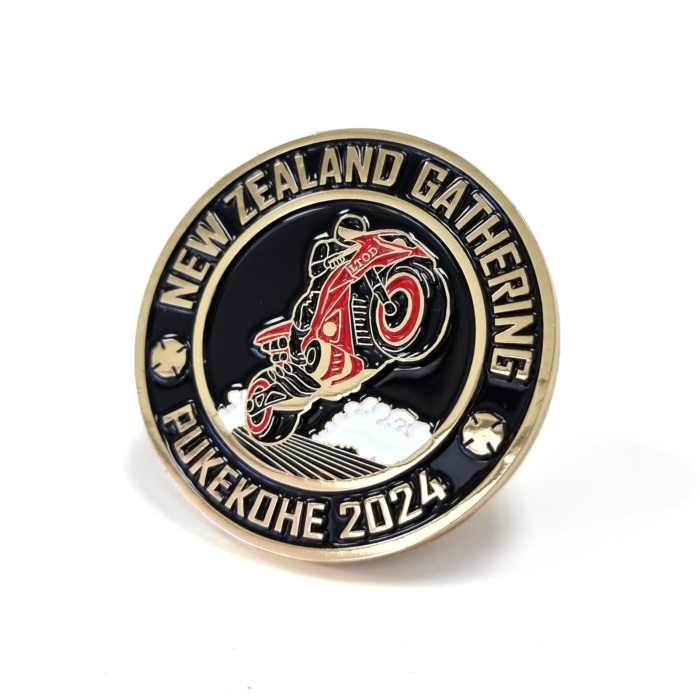 Red Knights Coin - 45mm, Three Colour Enamel, Gold Finish