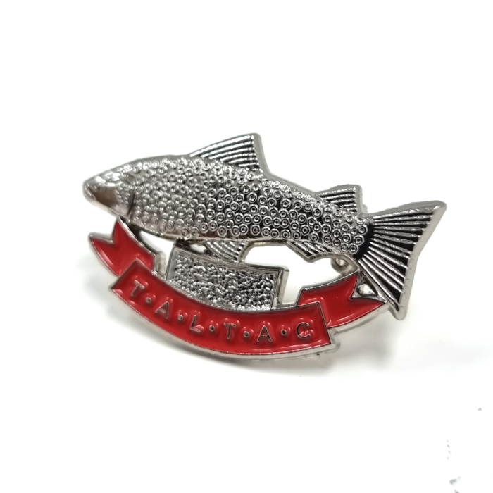 Tongariro and Lake Taupo Anglers Club - One Colour Enamel, Bright Nickel Plated, Brooch Fitting