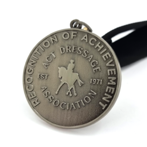 ACT Dressage 2024 Medal  - 50mm, V-Neck Ribbon Fitting, No Colour Enamel, Antique Nickel Plated