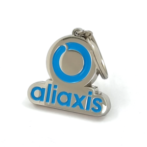 Aliaxis Key Ring - 40mm, 1 Colour Enamel, 25mm Keyring Fitting, Bright Nickel Plated