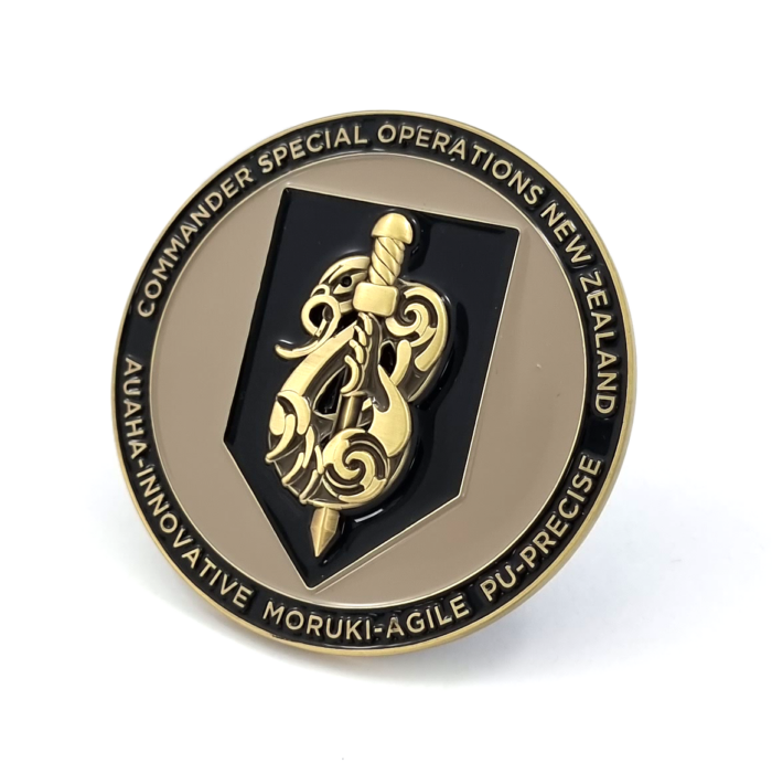 Commander Special Opperations NZ Coin - 65mm, 2 Colour Enamel, Gold Plated