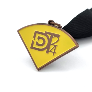 DT24 Medal - 50mm, V-Neck Ribbon Fitting, 1 Colour Enamel, Antique Copper Plated