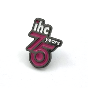 IHC 75 Years Pin - 20mm, 2 Colour Enamel, 1 Pin and Clutch Fitting, Black Nickel Plated