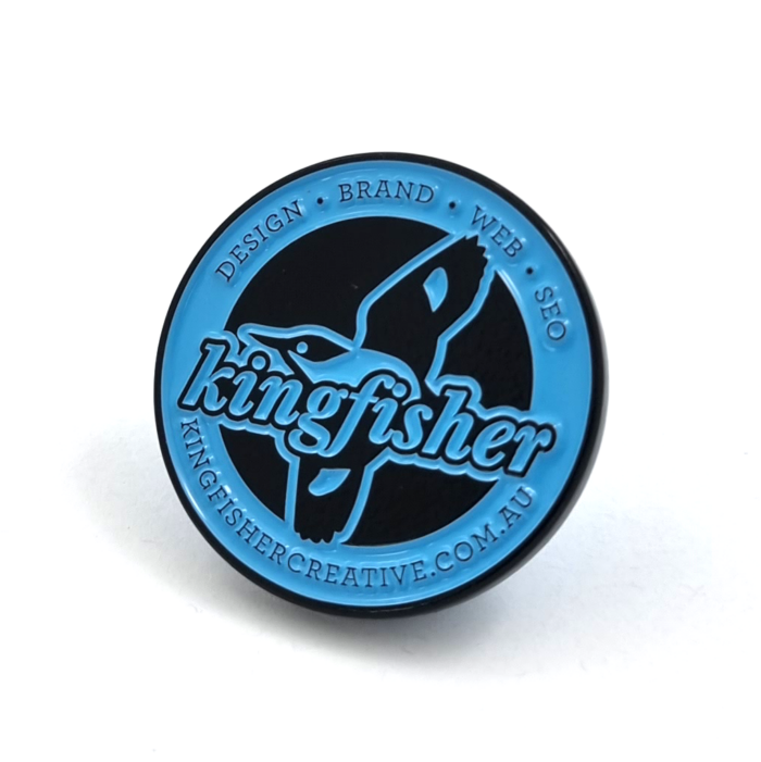 King Fisher Coin - 30mm, 1 Colour Enamel, Black Dye Plated