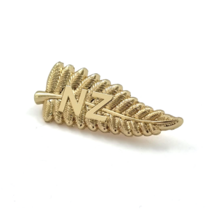 NZ Fern Pin - 25mm, No Colour Enamel, Brooch Fitting, Gold Plated