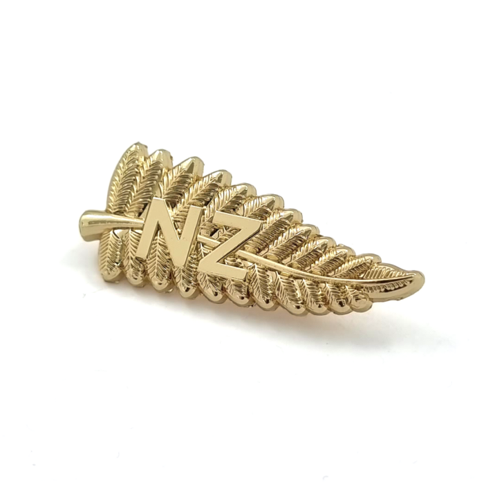 NZ Fern Pin - 25mm, No Colour Enamel, Brooch Fitting, Gold Plated