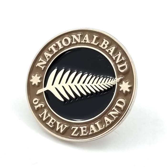 National Band of NZ Pin - 25mm, 2 Colour Enamel, 1 Pin and Clutch Fitting, Bright Nickel Plated