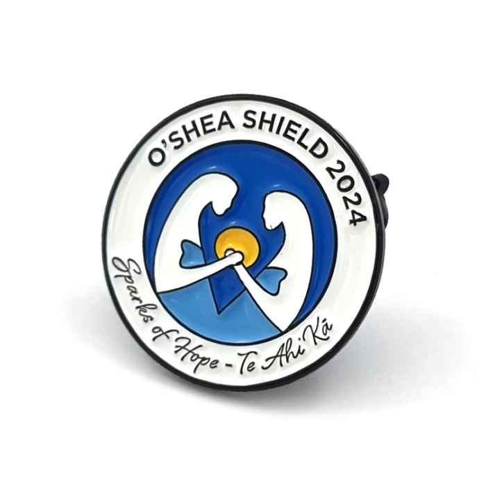 O'shea Sheild 2024 - 25mm, 4 Colour Enamel, Brooch Fitting, Black Dye Plated