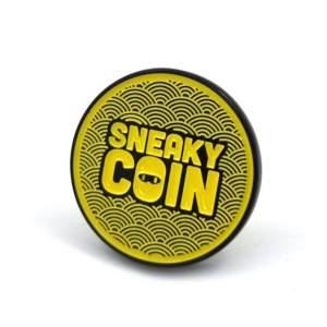 Sneaky Coin 30mm, 1 Colour Enamel, Black Dye Plated