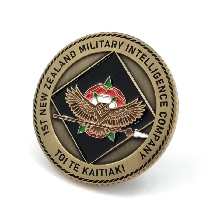 Toi Te Kaititiaki Coin - 45mm, 5+ Colour Enamel, Antique Gold Plated