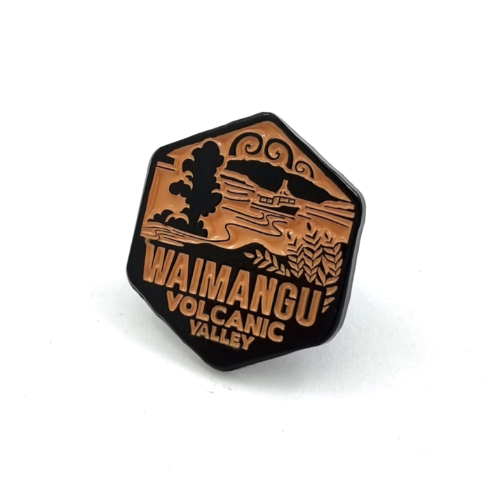 Waimangu Volcanic Valley Pin - 20mm, 1 Colour Enamel, Magnet Fitting, Black Dye Plated