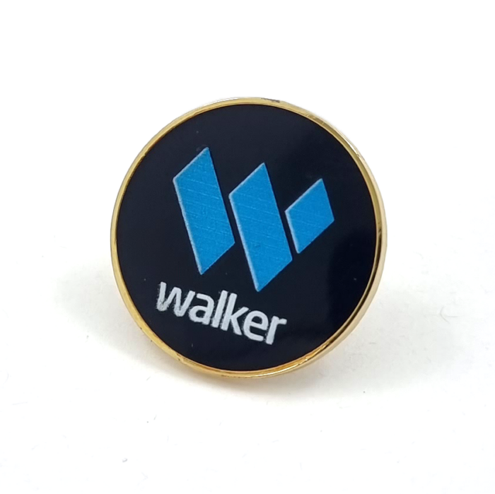 Walker Pin - 23.6mm, 1 Colour Enamel, Printed Logo, 1 Pin and Clutch Fitting, Gold Plated