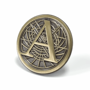 A Pin - 15mm, No Colour Enamel, 1 Pin and Clutch Fitting, Antique Brass Plated