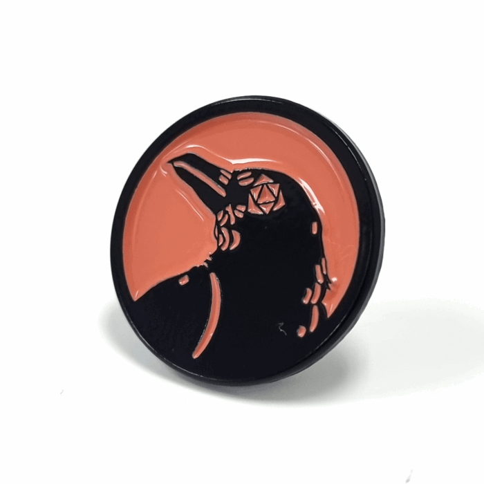 Crow pin - 15mm, 1 Colour Enamel, 1 Pin and Clutch Fitting, Black Dye Plated