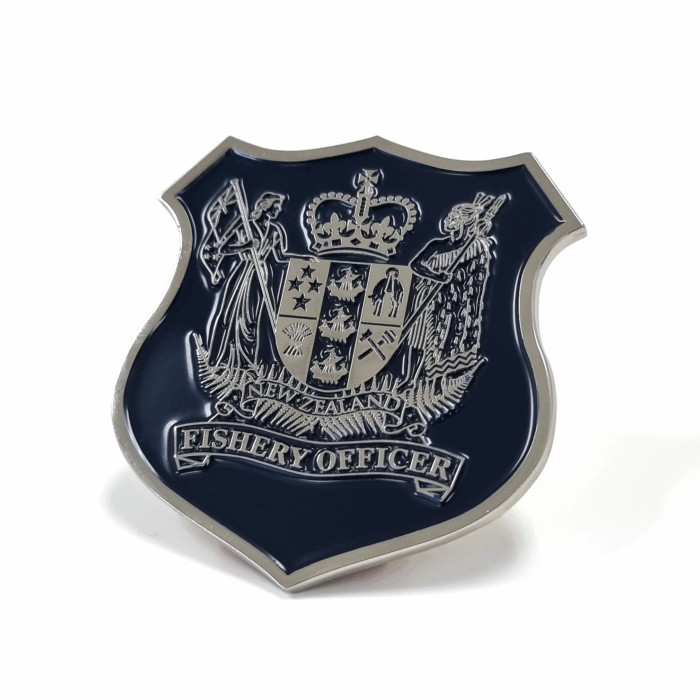 Fishery Officer Coin - 55mm, 1 Colour Enamel, No Fitting, Bright Nickel Plated