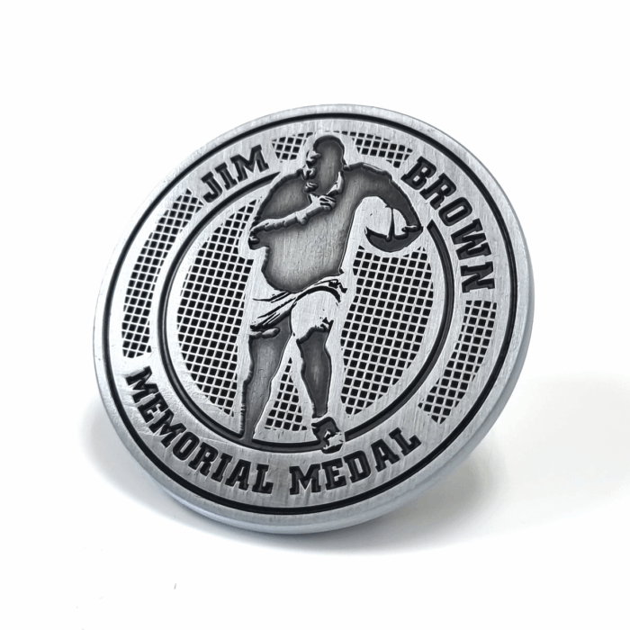 Jim Brown Memorial Coin - 45mm, No Colour Enamel, No Fitting, ANtique Nickel plated