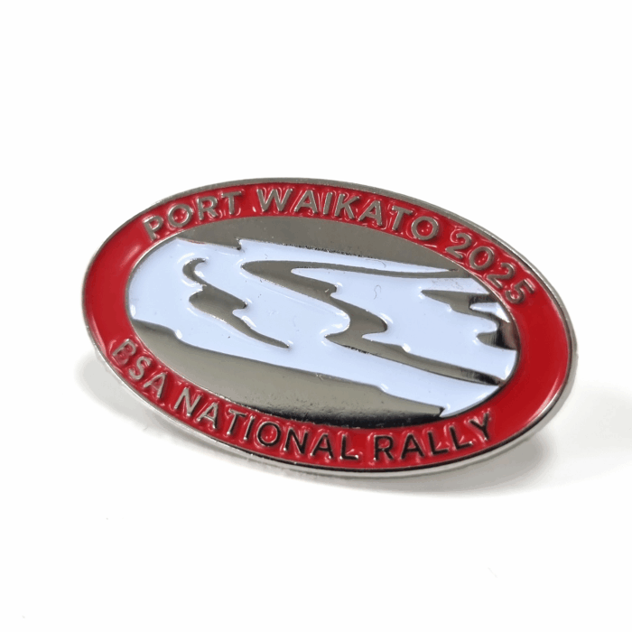 BSA National Rally 2025 Badge - 33mm, 2 Colour Enamel, Brooch Fitting, Bright Nickel Plated