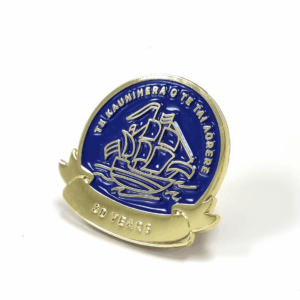 Te Kaunihera Te Tai Aorere Pin - 30mm, 1 Colour Enamel, 2 Pin and Clutch Fitting, Gold Plated