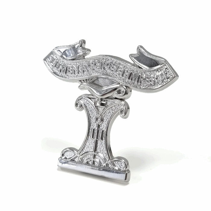 Wellington College Prefect Badge - 34mm, No Colour Enamel, 2 Pins and Clutch Fitting, Bright Nickel Plated