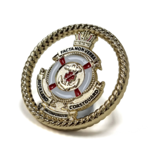Auckland Coastguard Coin - 45mm, 3 Colour Enamel, No FItting, Gold Plated