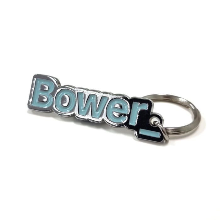 Bower Key Ring - 50mm, 1 Colour Enamel, 25mm Keyring Fitting, Bright Nickel Plated