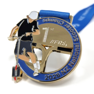 FRS National Scooter Championships Medal - 60mm, 5+ Colour Enamel, V-Neck Ribbon, Gold Plated