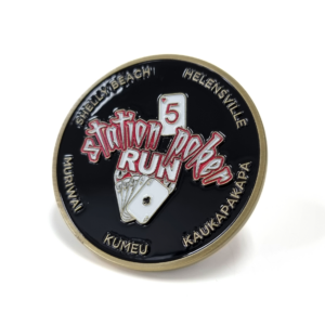 Motorcycle poker run coins Front- 45mm, 5+ Colour Enamel, No FItting, Antique Brass Plated
