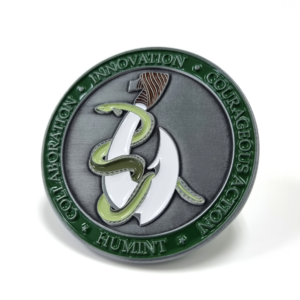 NZSIS Coin - 45mm, 5+ Colour Enamel, No FItting, Antique Nickel Plated