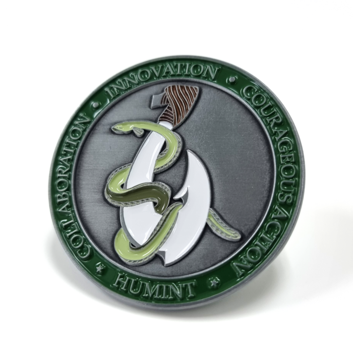 NZSIS Coin - 45mm, 5+ Colour Enamel, No FItting, Antique Nickel Plated